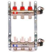 Коллекторная группа 1х3/4, 3 выхода, с расходомерами и термостатическими вентилями, нерж. сталь Uni-Fitt 450I4303